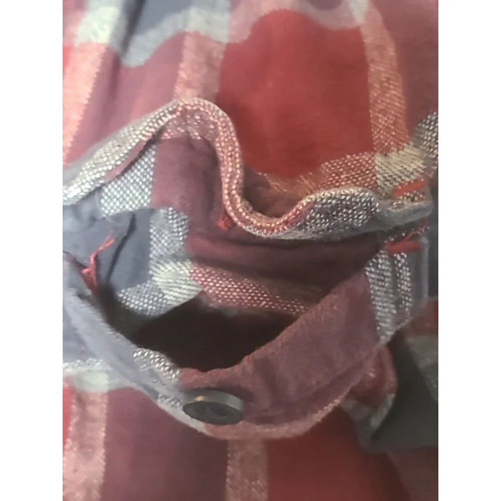 Hollister California Red & Blue Plaid Flannel Button Up Hoodie Mens Sz small